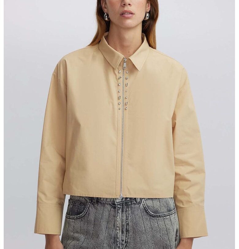 Памучна риза с цип - Бледооранжев Ipekyol