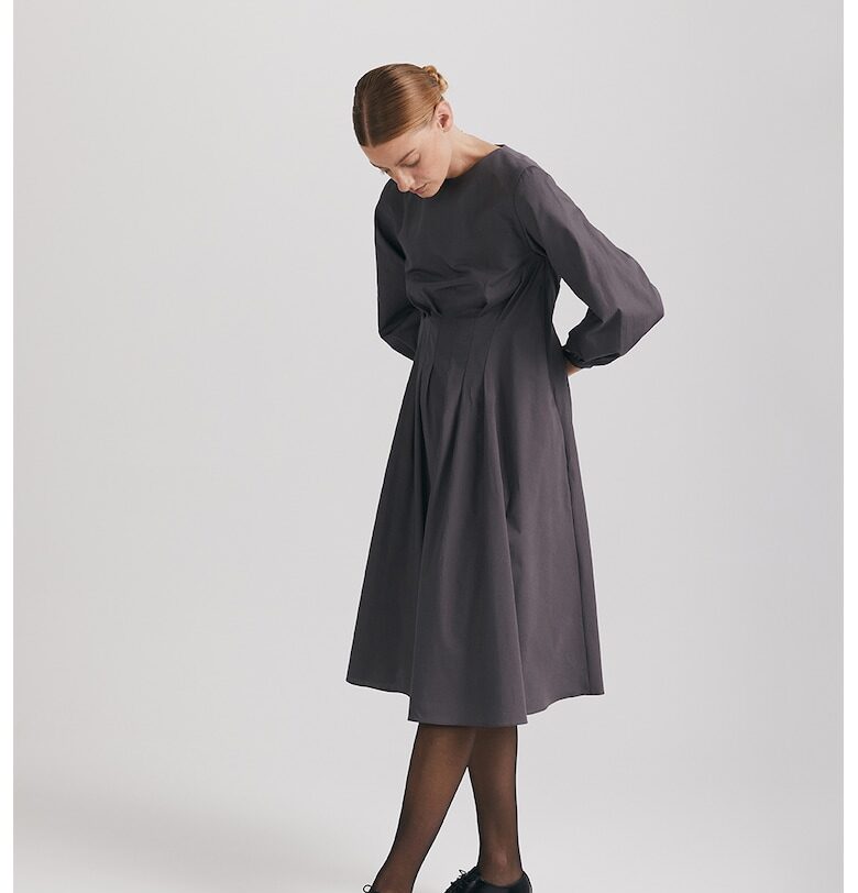 Памучна рокля Ivy с дълги ръкави - Tъмносив IPANOMI