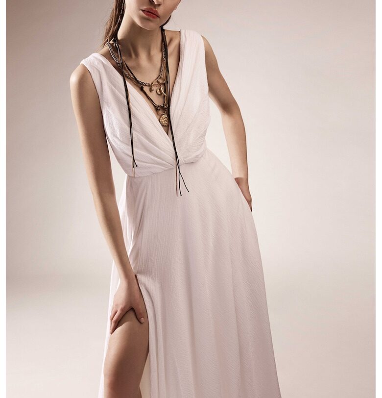 Памучна рокля без ръкави - с шпиц - Бял Alina Cernatescu