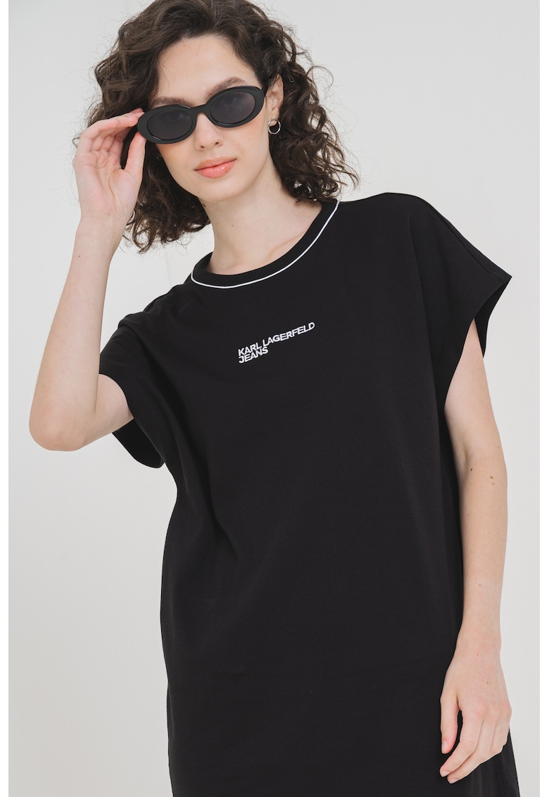 Памучна рокля-риза - Черен KARL LAGERFELD JEANS
