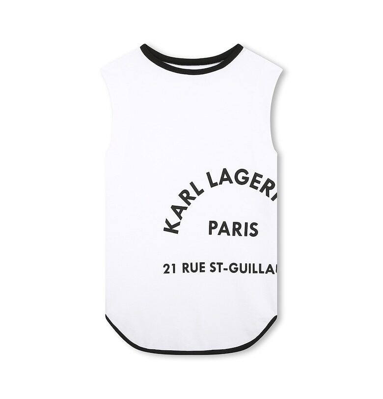 Памучна рокля с лого - Бял KARL LAGERFELD KIDS