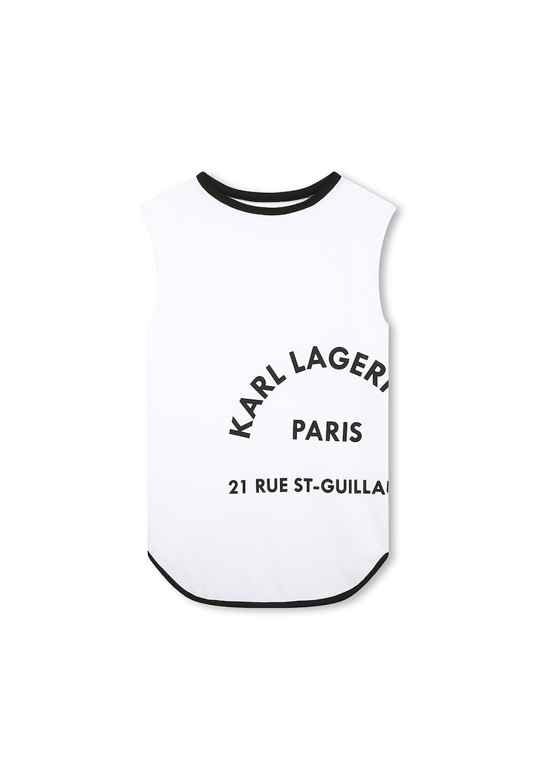 Памучна рокля с лого - Бял KARL LAGERFELD KIDS