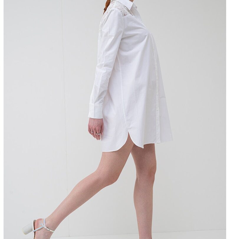 Памучна рокля тип риза - Бял Karl Lagerfeld