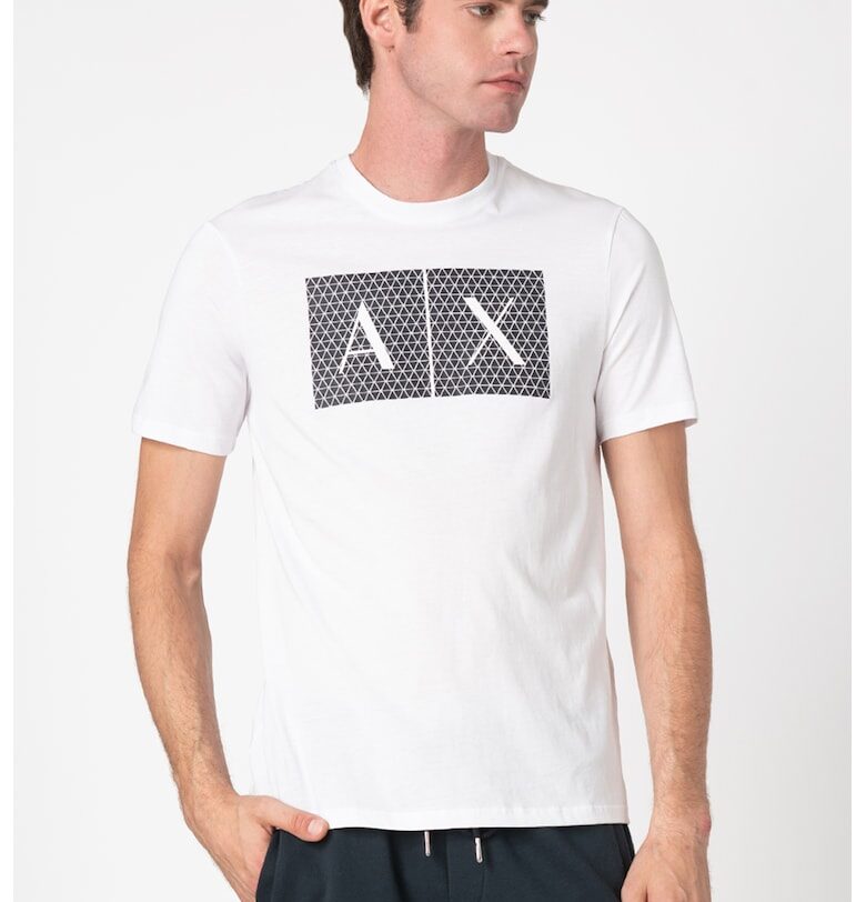 Памучна слим тениска с лого - Бял ARMANI EXCHANGE