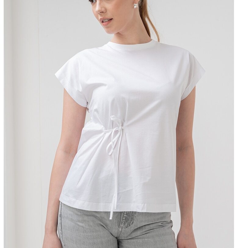 Памучна тениска Minorca с овално деколте - Бял Marella