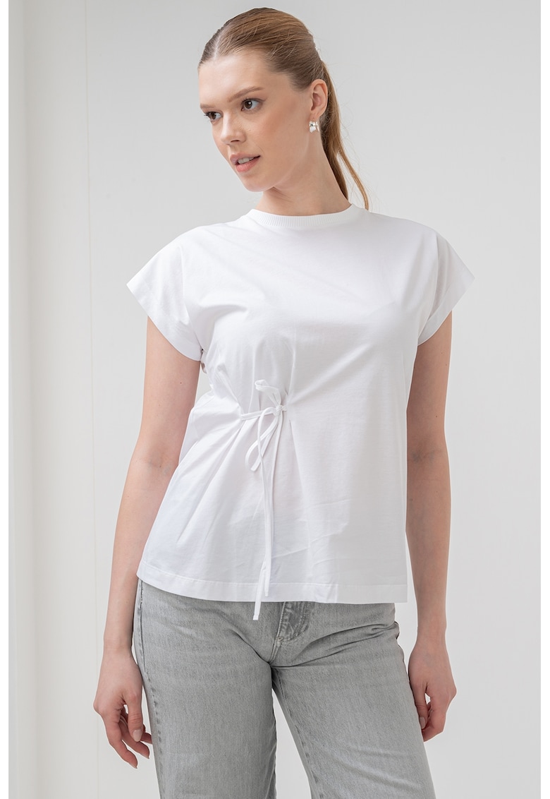Памучна тениска Minorca с овално деколте - Бял Marella