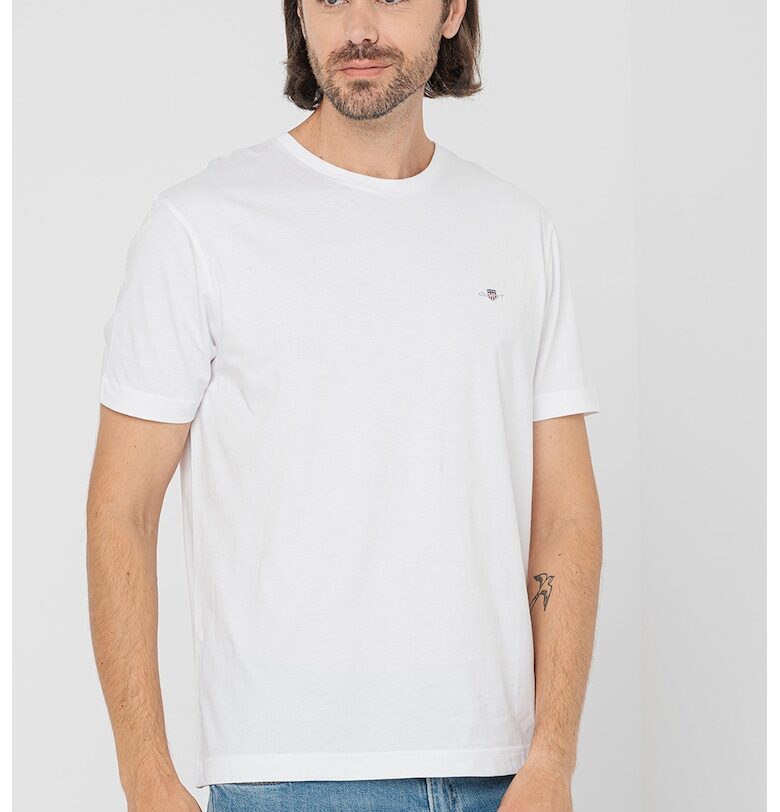 Памучна тениска Shield - Бял Gant