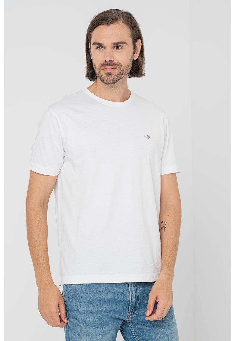 Памучна тениска Shield - Бял Gant