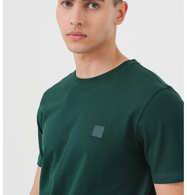 Памучна тениска Tales - Тъмнозелен BOSS