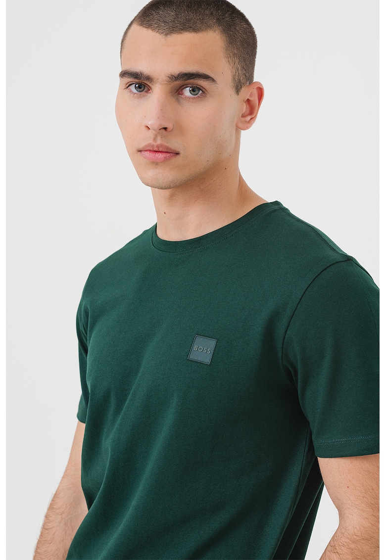 Памучна тениска Tales - Тъмнозелен BOSS