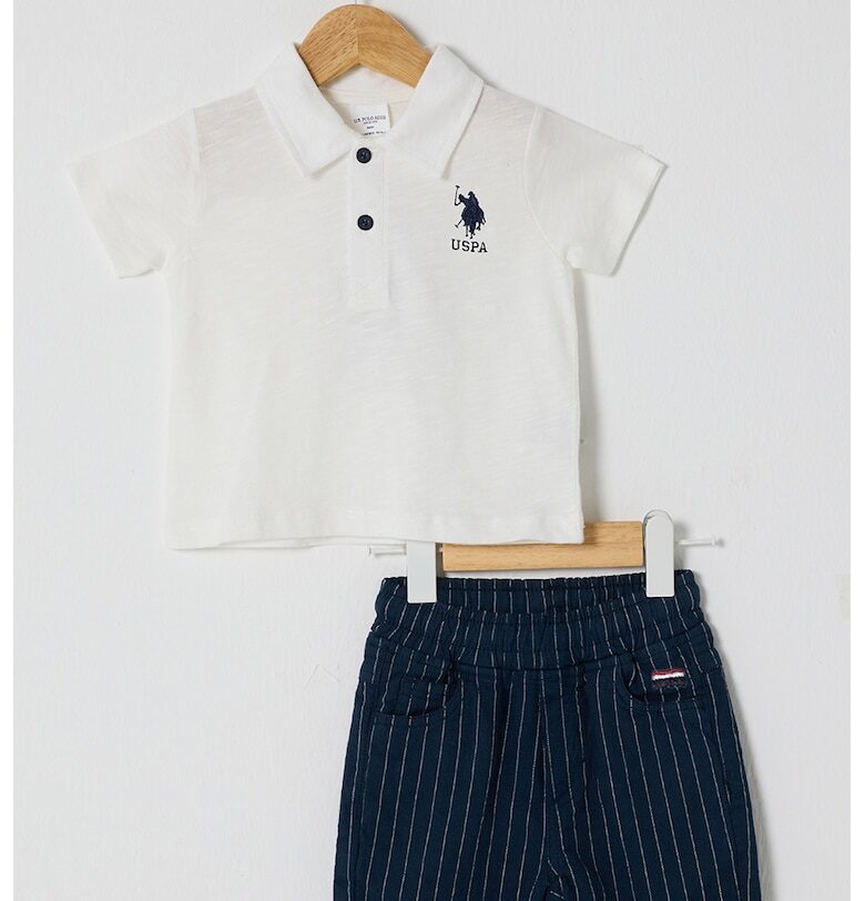 Памучна тениска и къс панталон - 2 части - Мръснобял/Тъмносин US Polo Assn