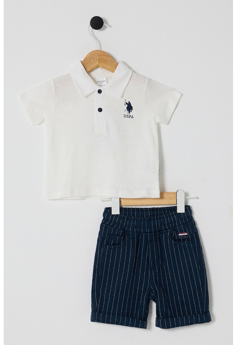 Памучна тениска и къс панталон - 2 части - Мръснобял/Тъмносин US Polo Assn