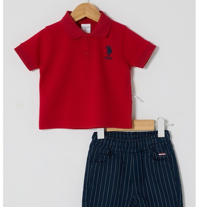 Памучна тениска и къс панталон - 2 части - Червен/Тъмносин US Polo Assn