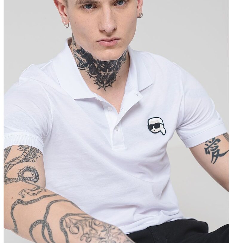 Памучна тениска с лого - Бял Karl Lagerfeld