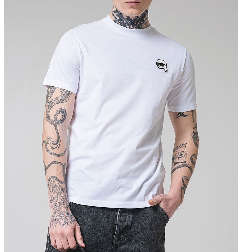 Памучна тениска с лого - Бял Karl Lagerfeld