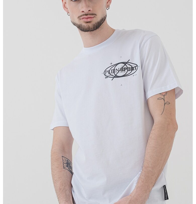 Памучна тениска с лого - Бял Plein Sport