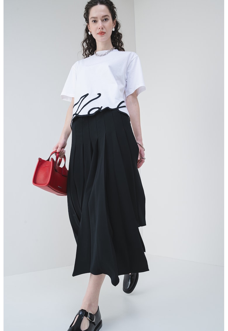 Памучна тениска с лого - Бял/Черен Karl Lagerfeld