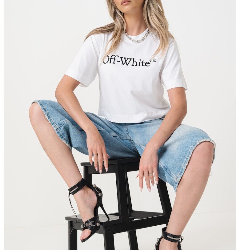 Памучна тениска с лого - Бял/Черен OFF-WHITE