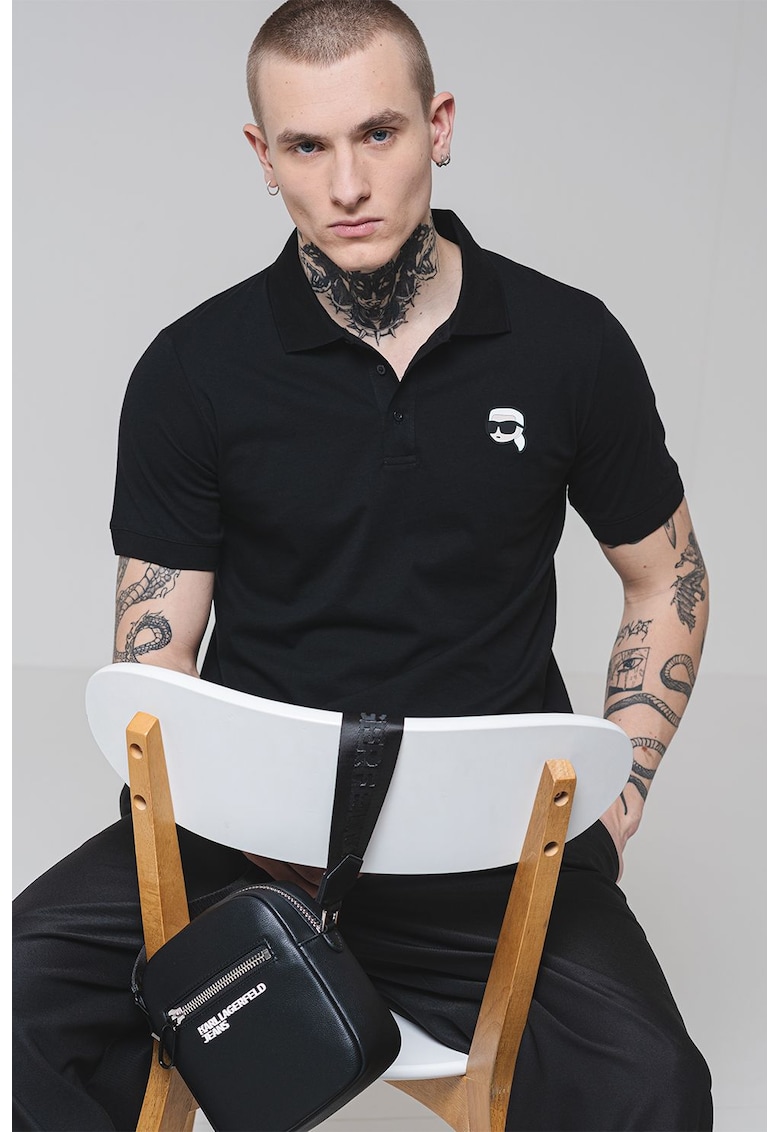 Памучна тениска с лого - Черен Karl Lagerfeld