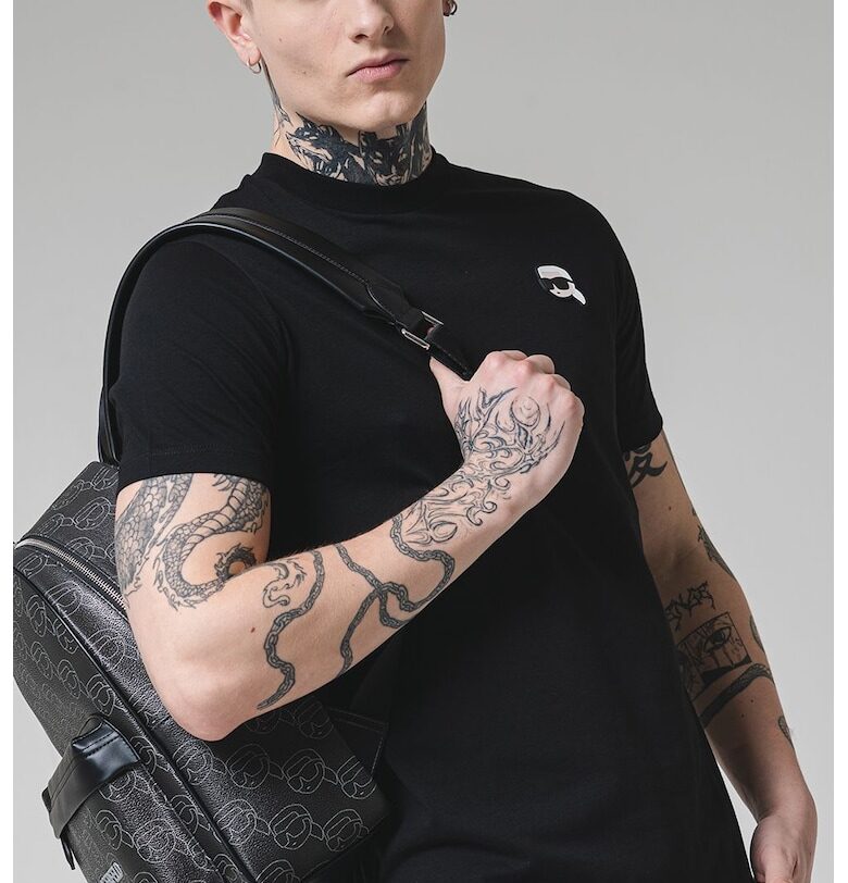 Памучна тениска с лого - Черен Karl Lagerfeld