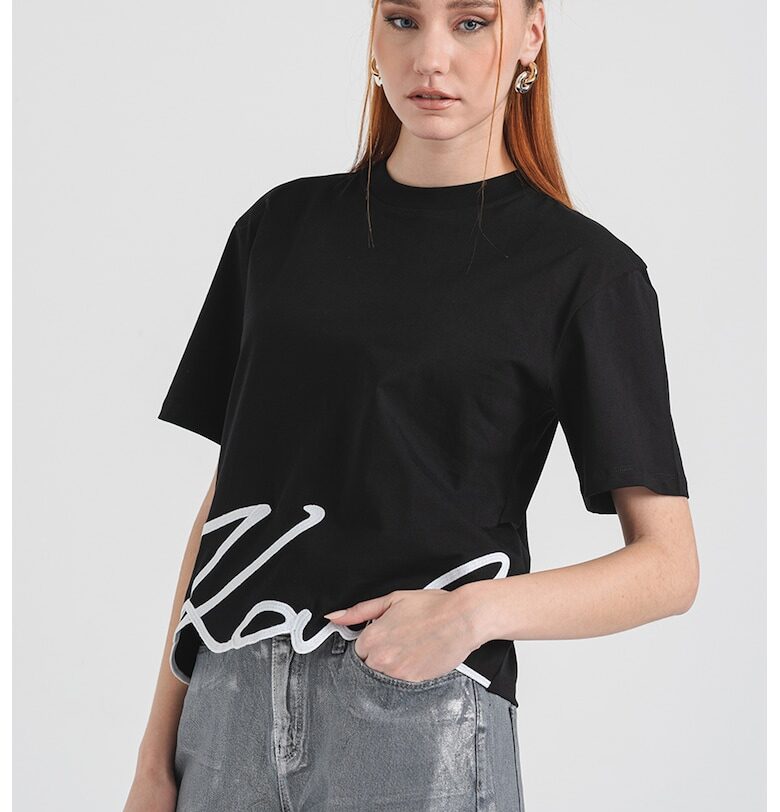 Памучна тениска с лого - Черен/Бял Karl Lagerfeld