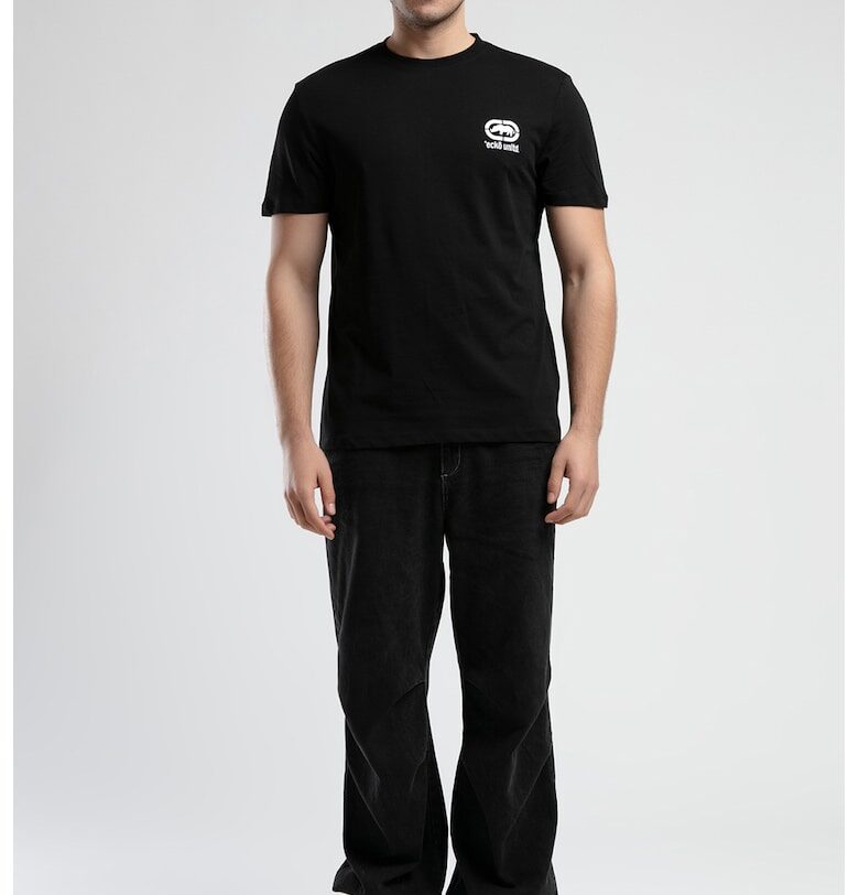 Памучна тениска с лого - Черен/Мръснобял Ecko Unlimited