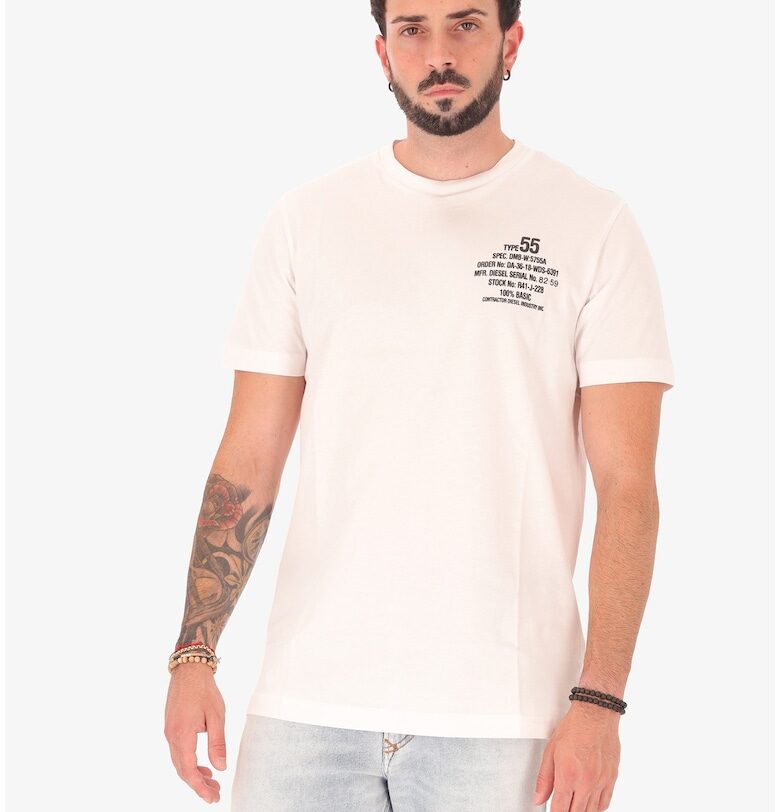 Памучна тениска с надпис - Бял Diesel