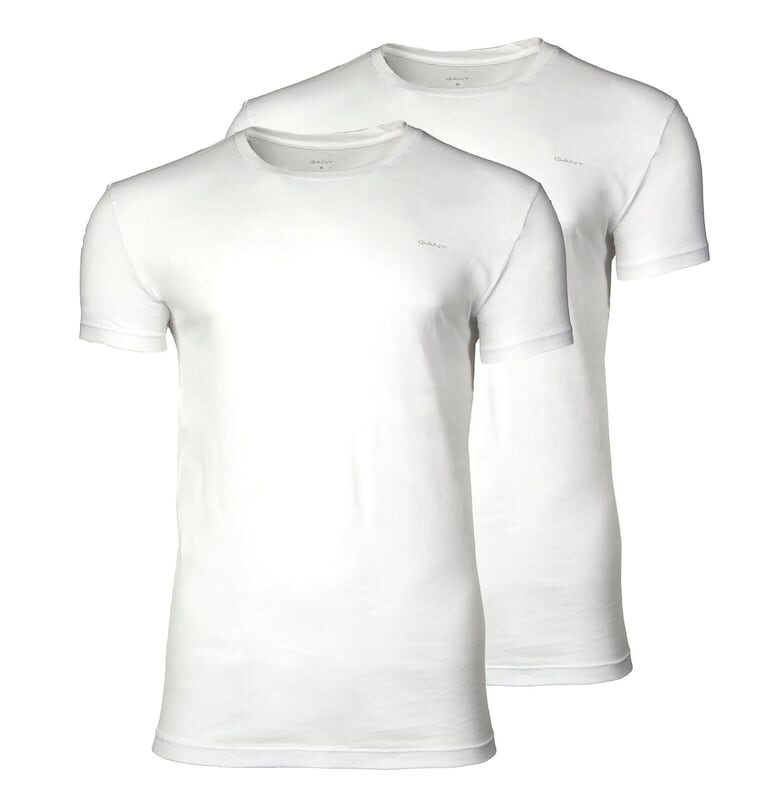 Памучна тениска с овално деколте - 2 броя - Бял Gant