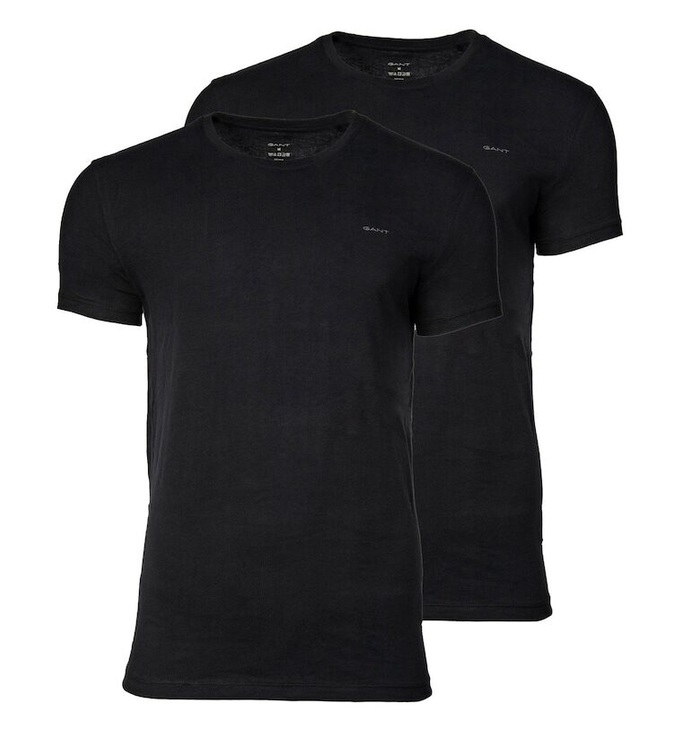 Памучна тениска с овално деколте - 2 броя - Черен Gant