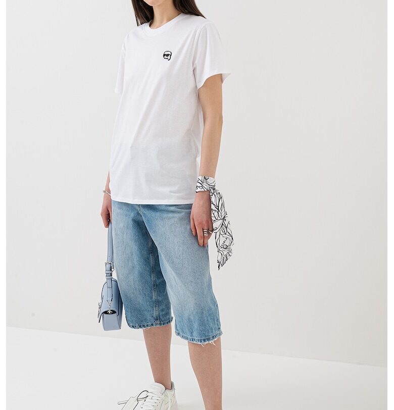 Памучна тениска с овално деколте - Бял Karl Lagerfeld