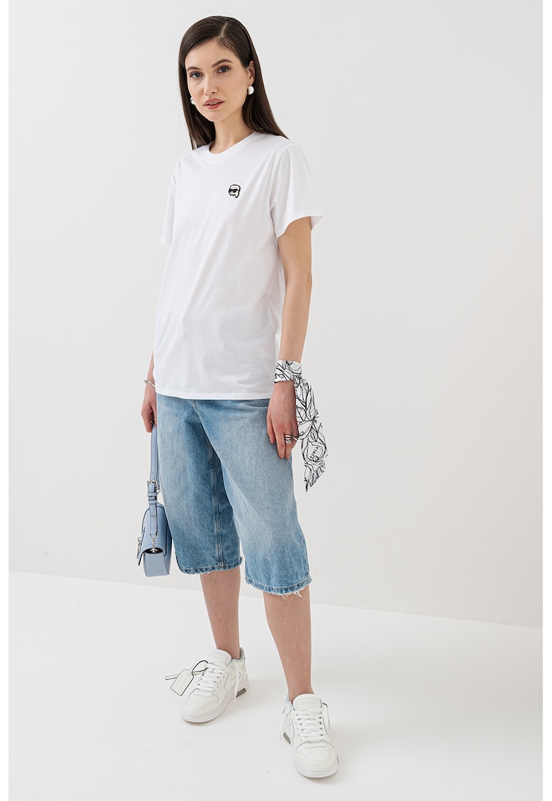 Памучна тениска с овално деколте - Бял Karl Lagerfeld