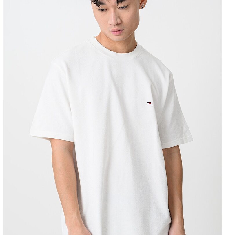 Памучна тениска с овално деколте - Мръснобял Tommy Hilfiger