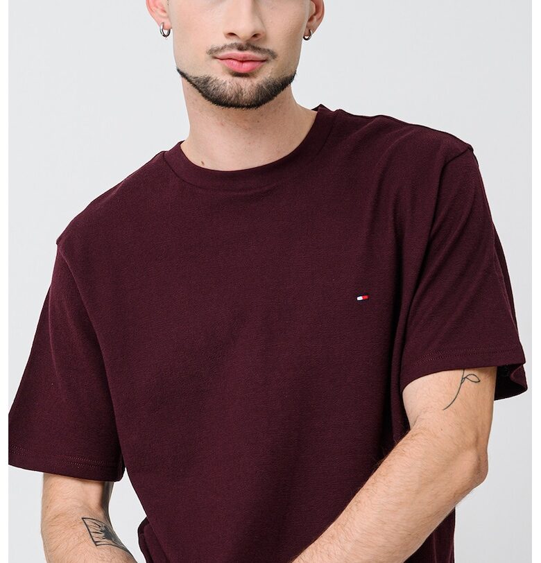 Памучна тениска с овално деколте - Тъмновиолетов Tommy Hilfiger
