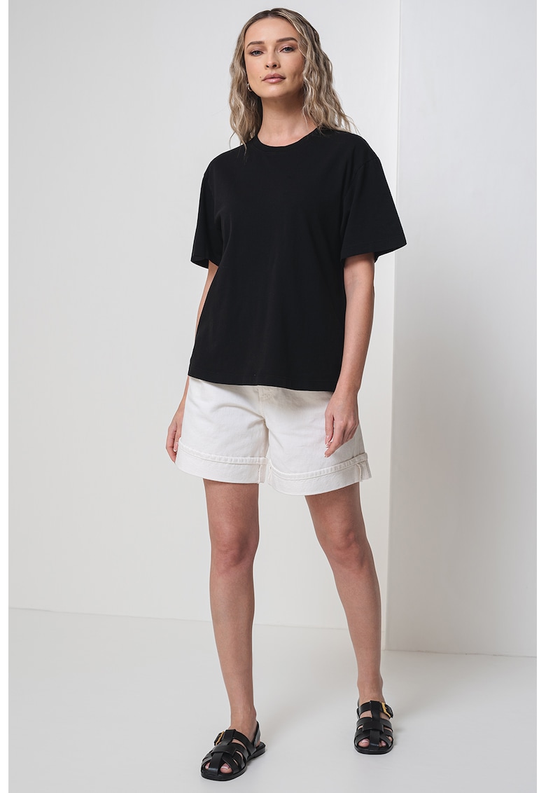 Памучна тениска с овално деколте - Черен AGOLDE