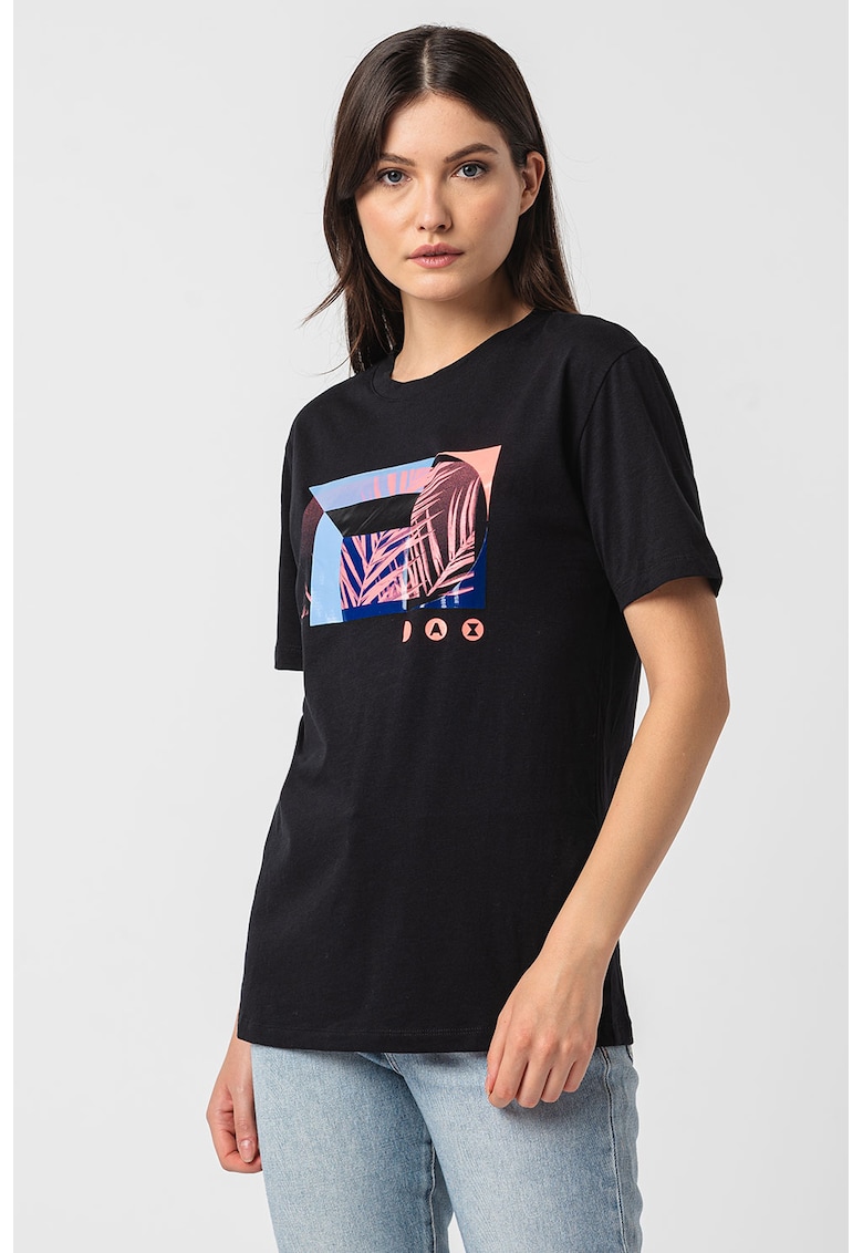 Памучна тениска с овално деколте - Черен ARMANI EXCHANGE