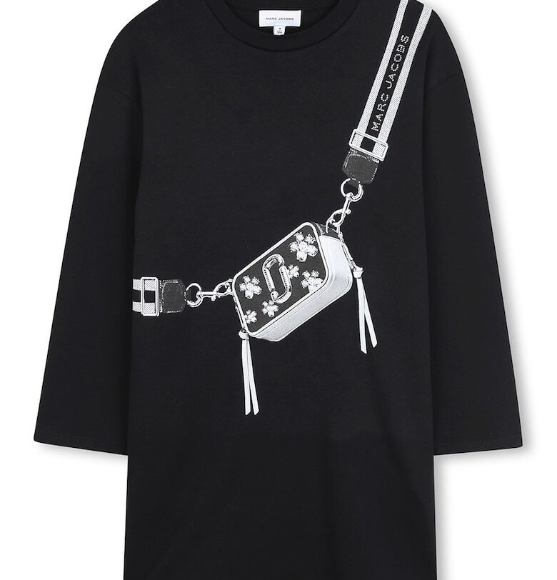 Памучна тениска с фигурален принт - Черен Marc Jacobs