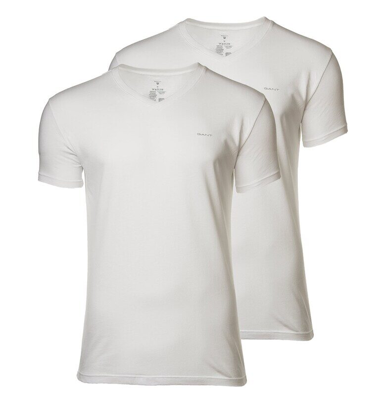 Памучна тениска с шпиц - 2 броя - Бял Gant