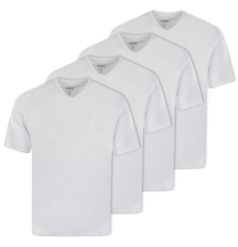 Памучна тениска с шпиц - 4 броя - Бял hajo