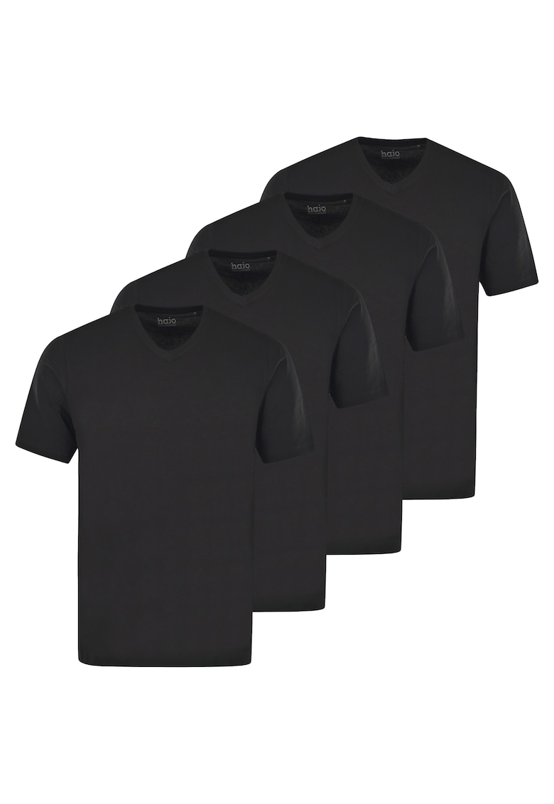 Памучна тениска с шпиц - 4 броя - Черен hajo