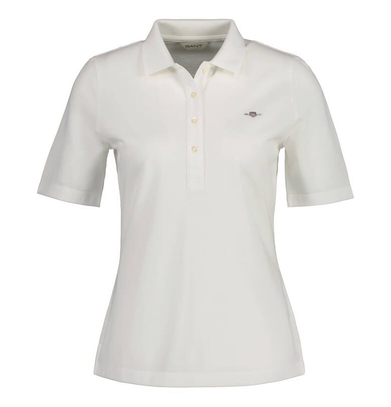 Памучна тениска с яка - Мръснобял Gant