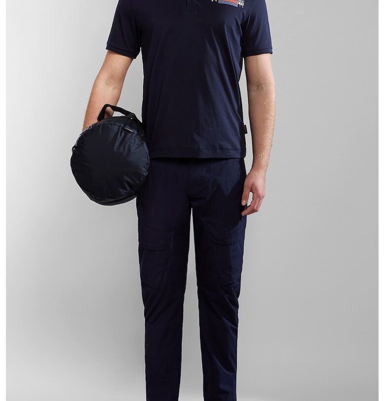 Памучна тениска с яка - Тъмносин Napapijri