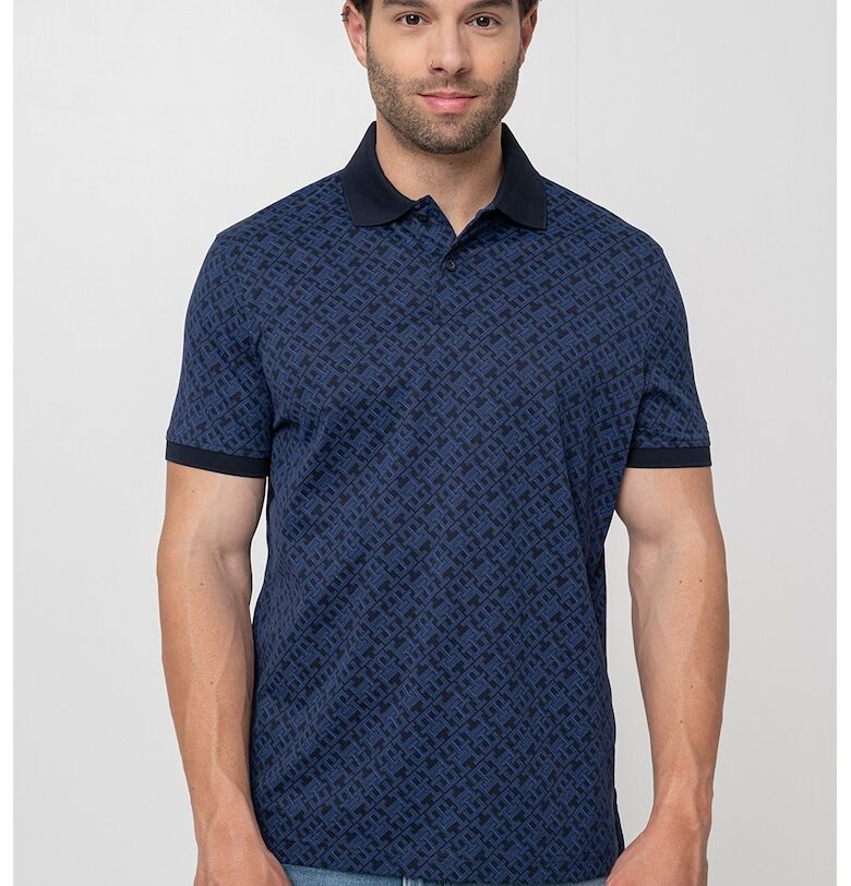 Памучна тениска с яка - Ултрамарин синьо/Кралско Синьо Tommy Hilfiger