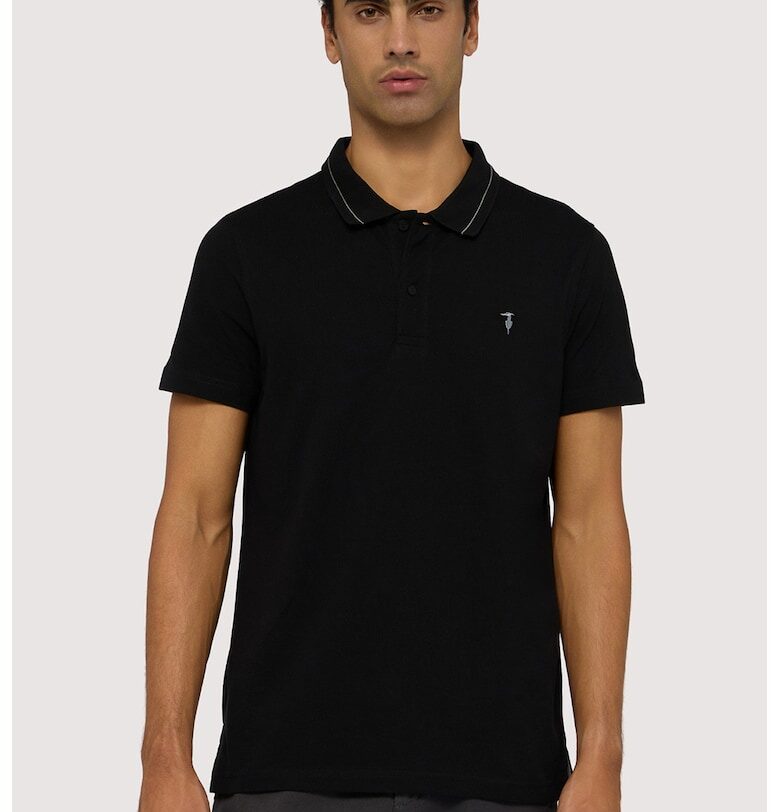 Памучна тениска с яка - Черен Trussardi