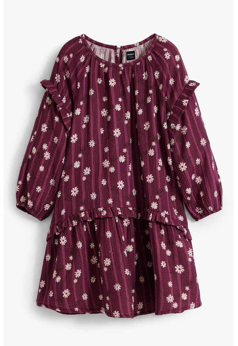 Памучна флорална рокля - Тъмновиолетов DESIGUAL