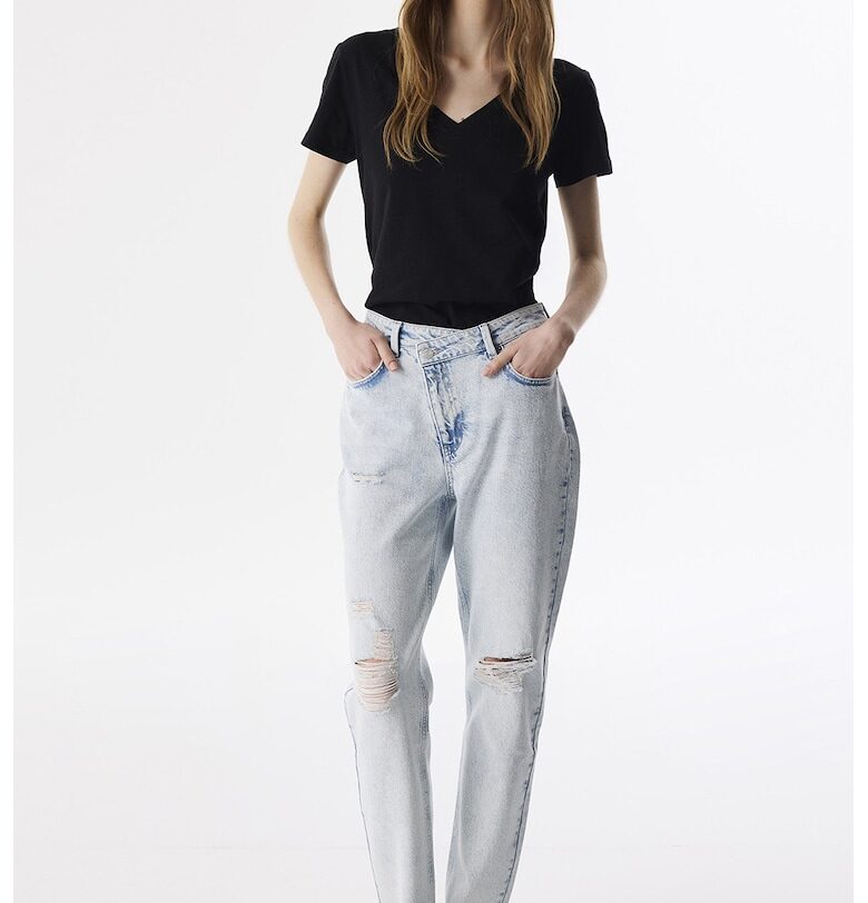 Памучни дънки със средна талия - Светлосин TWIST