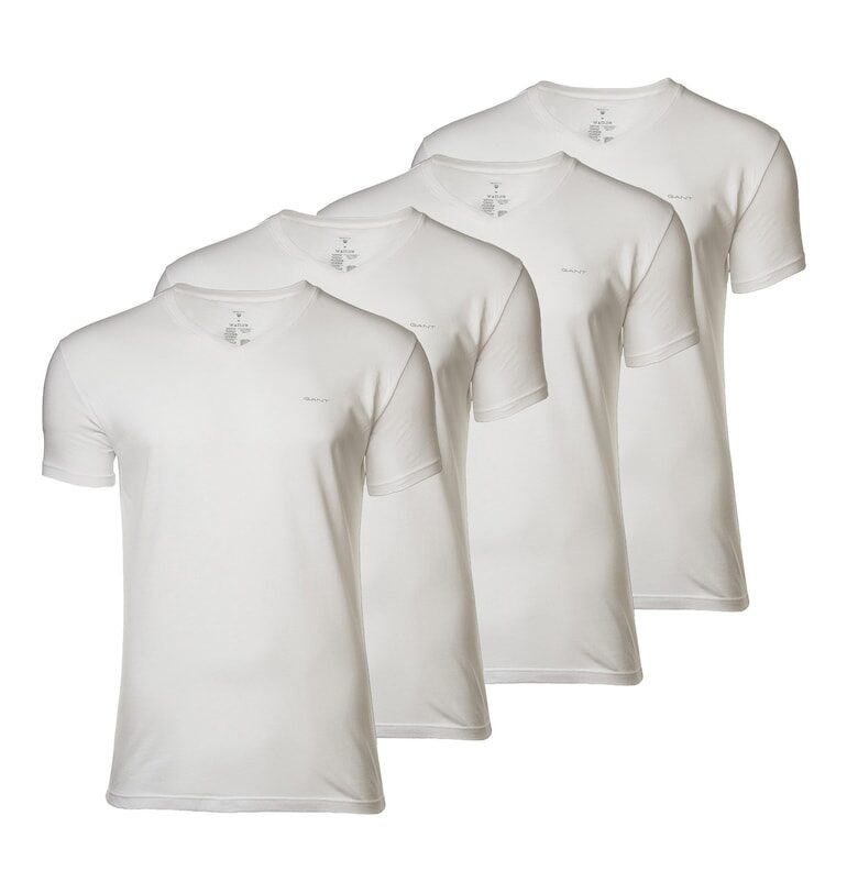Памучни слим тениски - 4 чифта - Бял Gant