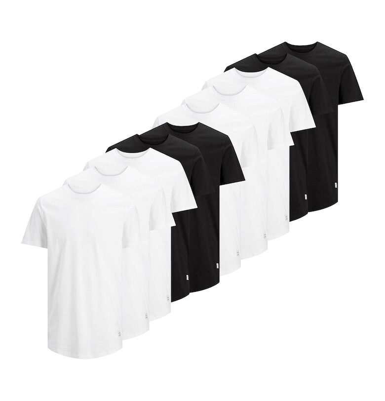 Памучни тениски - 10 броя - Бял/Черен Jack  Jones