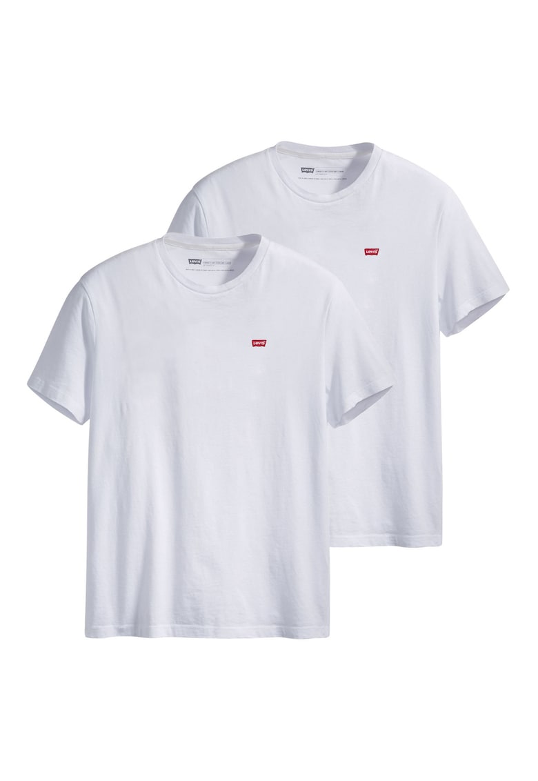 Памучни тениски с бродирано лого - 2 броя - Бял Levis