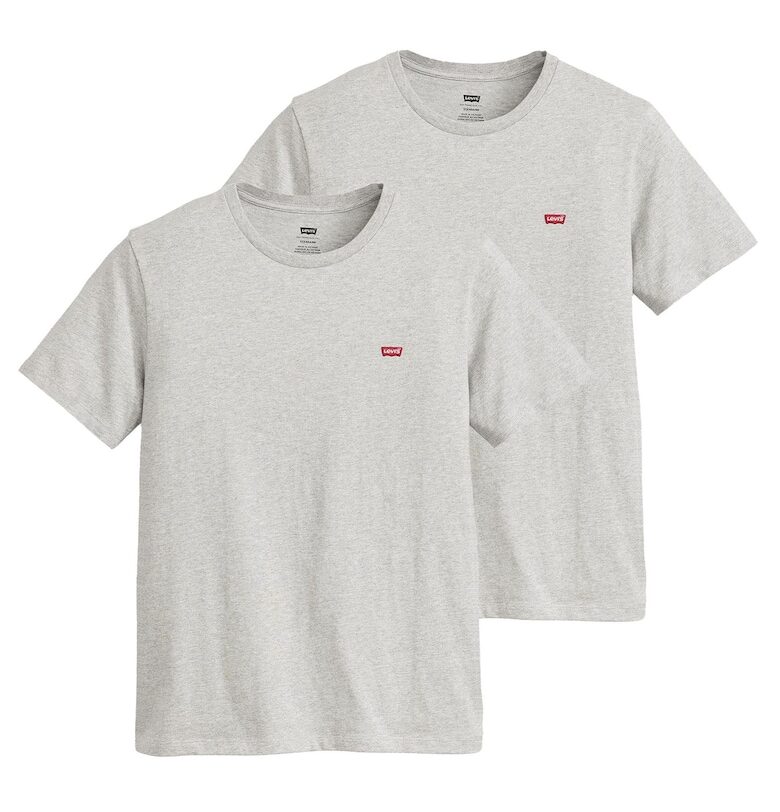 Памучни тениски с бродирано лого - 2 броя - Сив Levis