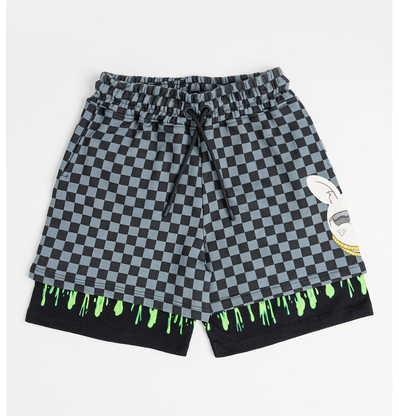 Памучни шорти Splatter Bunny - Лайм зелено/Tъмносив Sprayground